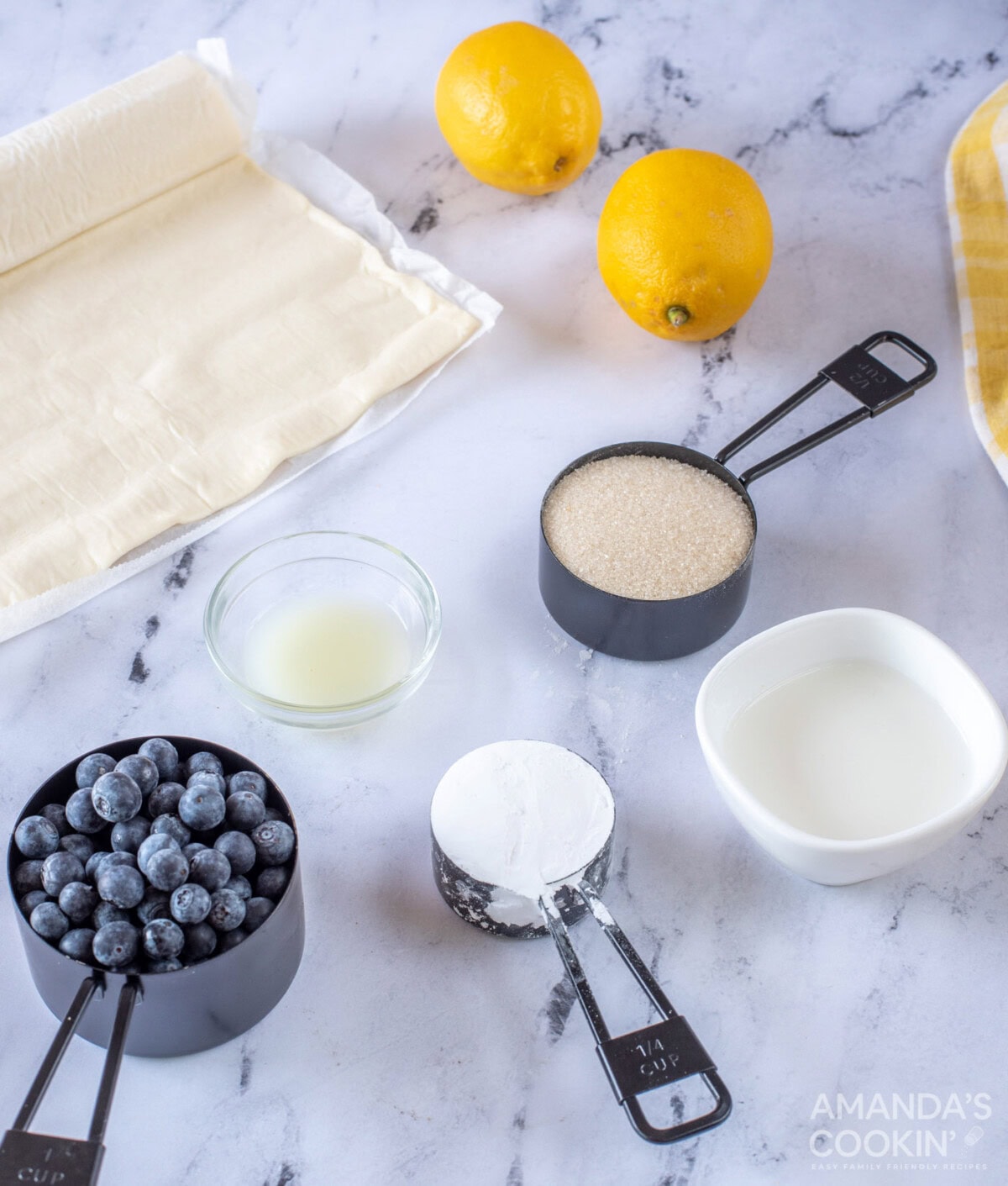 ingredients for making Lemon Blueberry Croissant Hand Pies