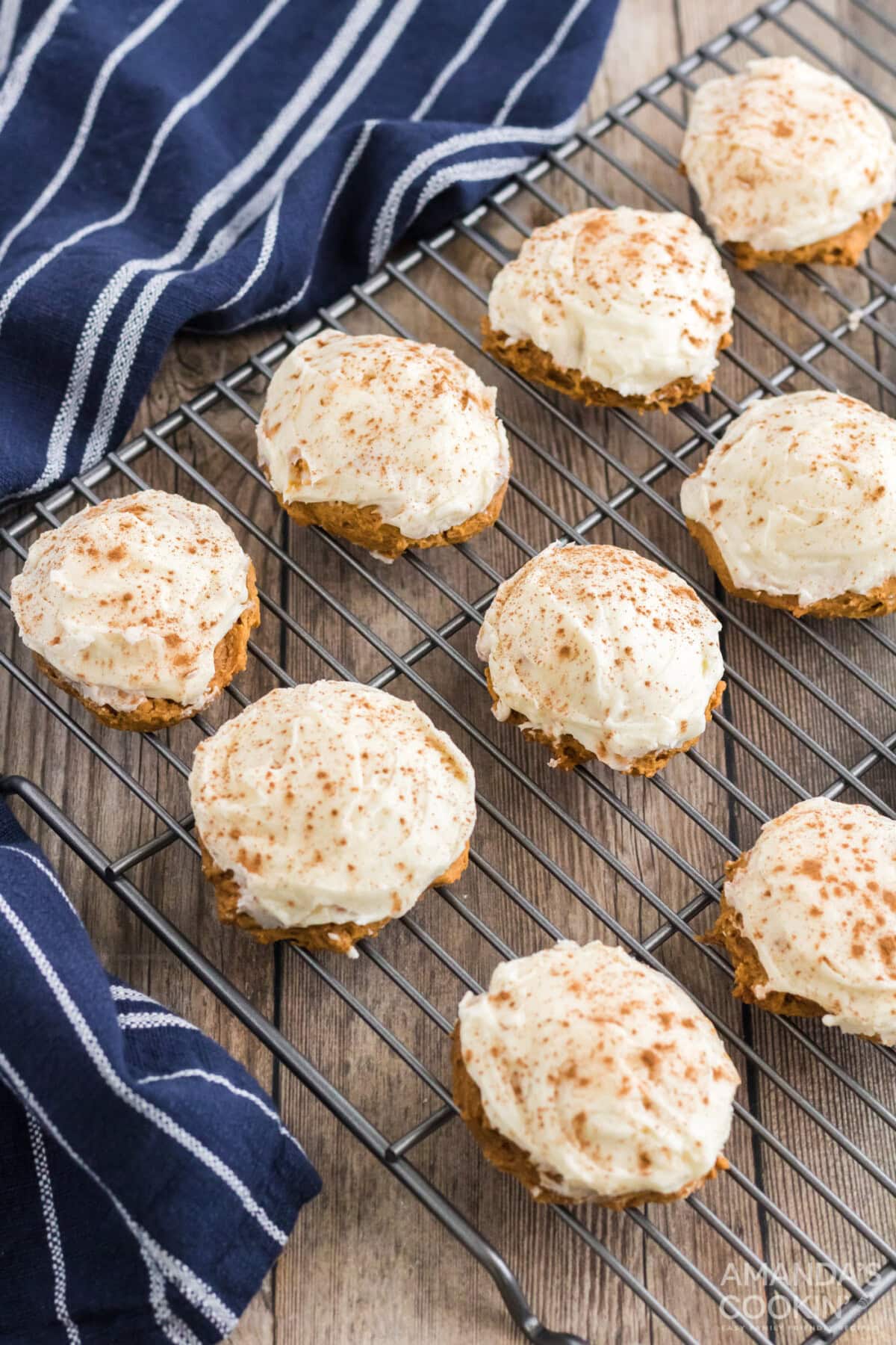 Pumpkin Cake Mix Cookies on a wire rack
