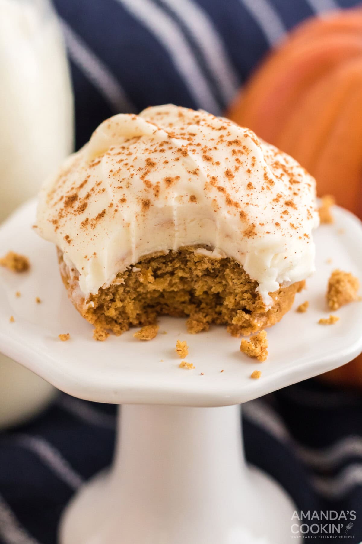 Pumpkin Cake Mix Cookie with a bite out of it