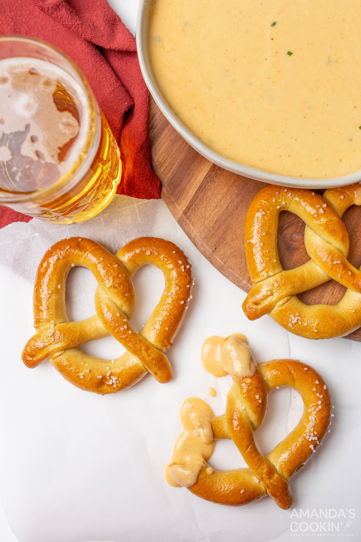pretzel dipped in Beer Cheese Dip