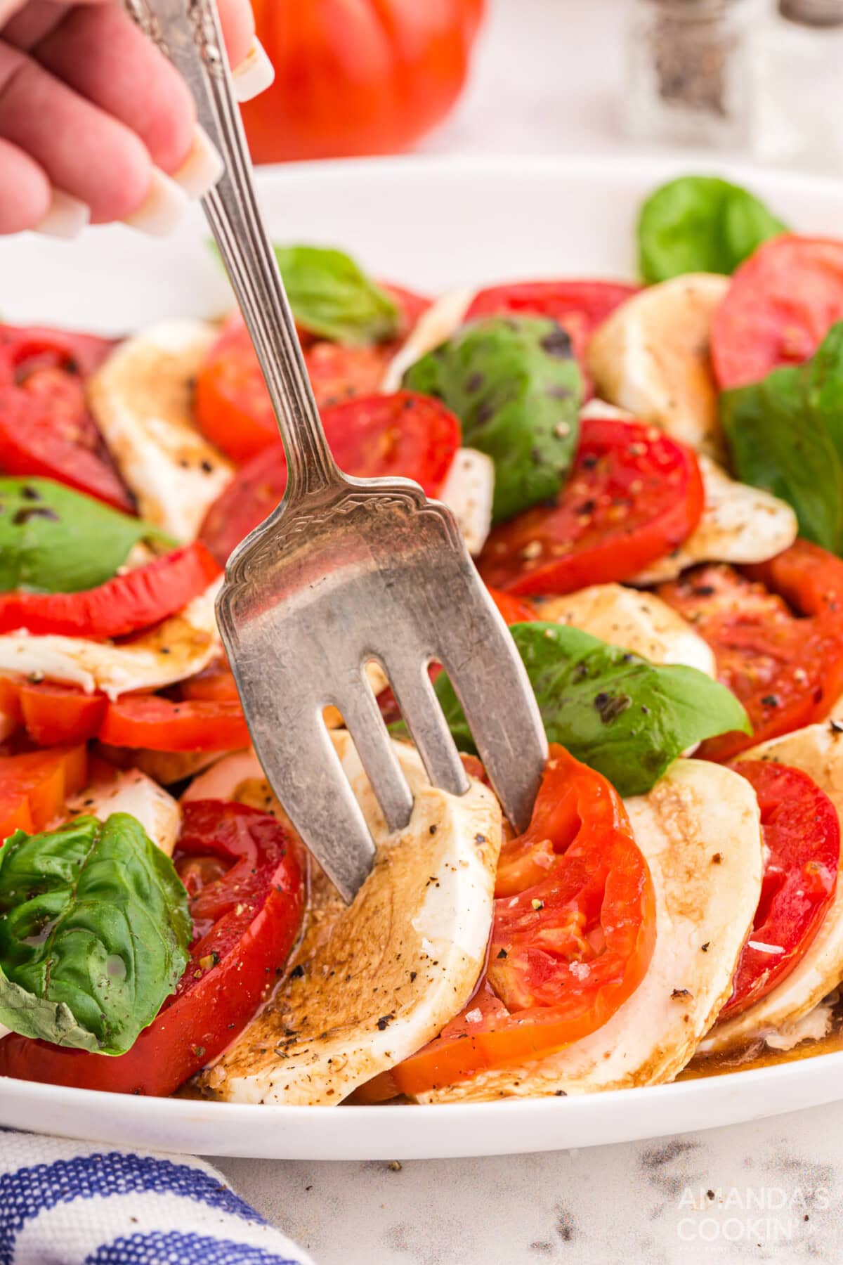 Caprese Salad with fork
