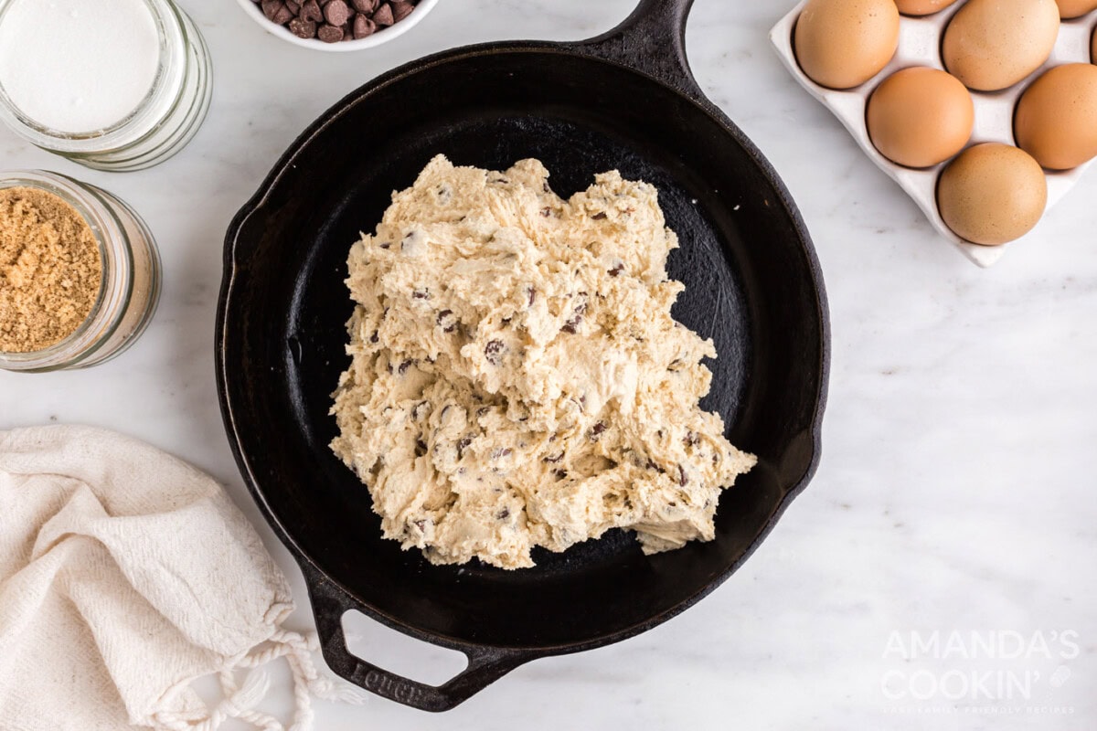 cookie dough in a skillet