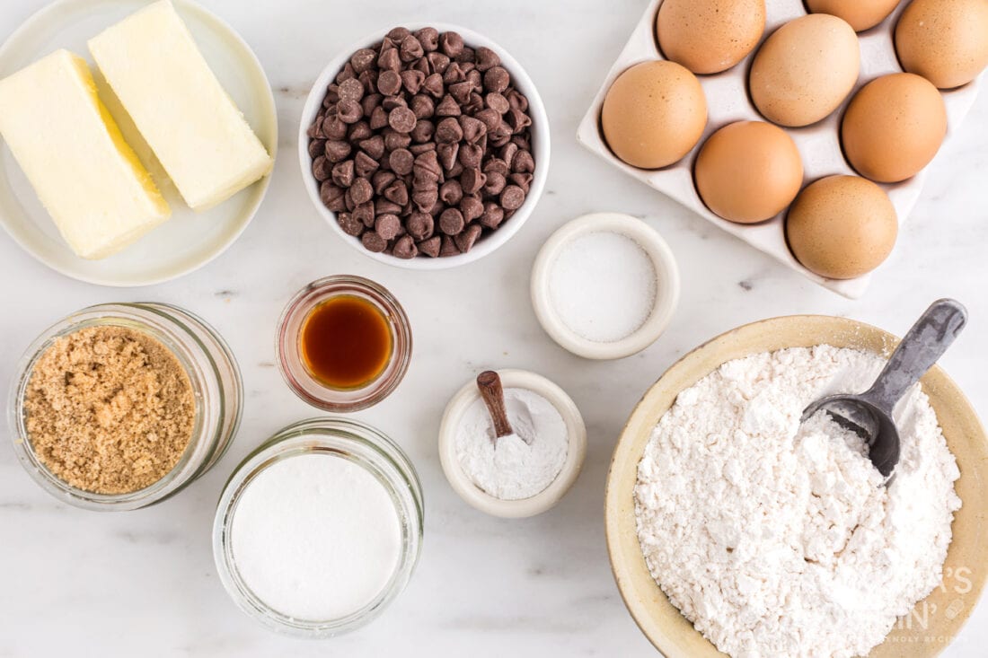ingredients for chocolate chip cookie skillet