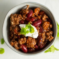 Crockpot Chili in a bowl