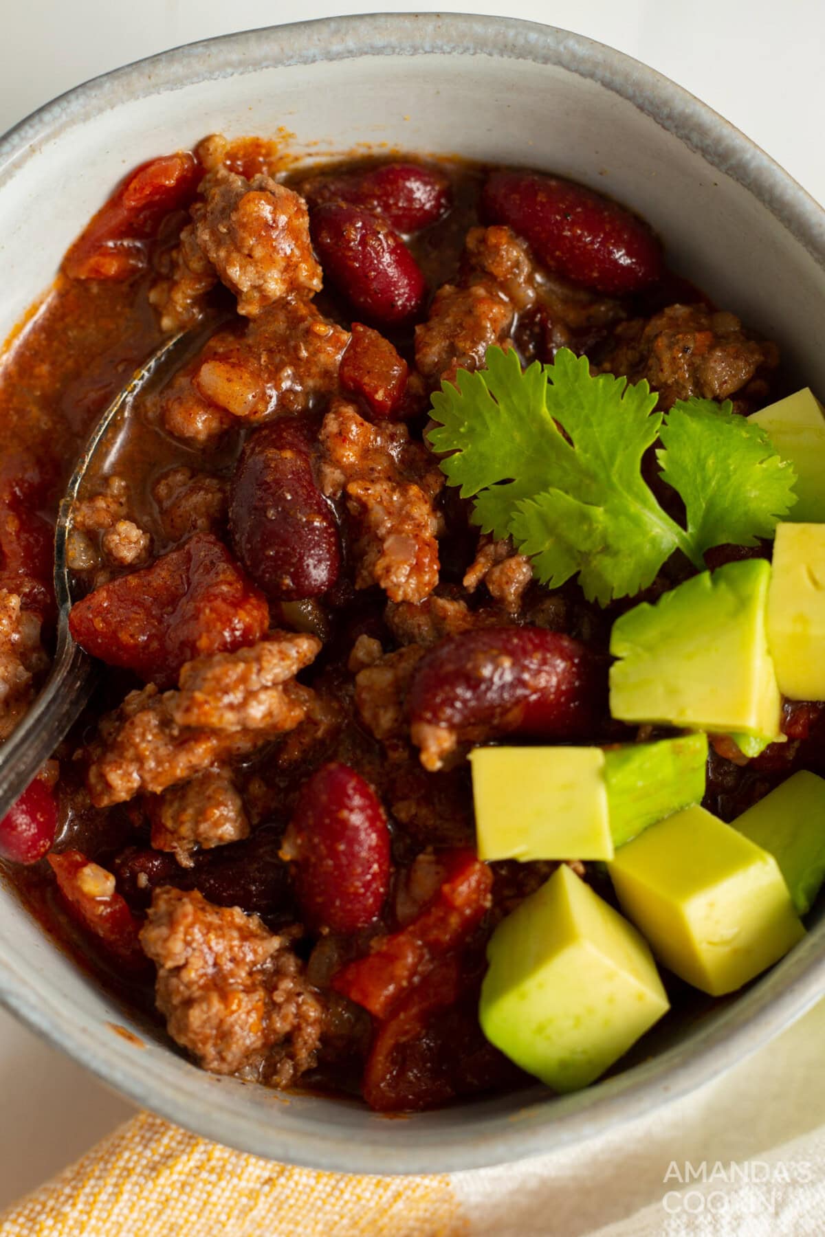 Crockpot Chili in a bowl