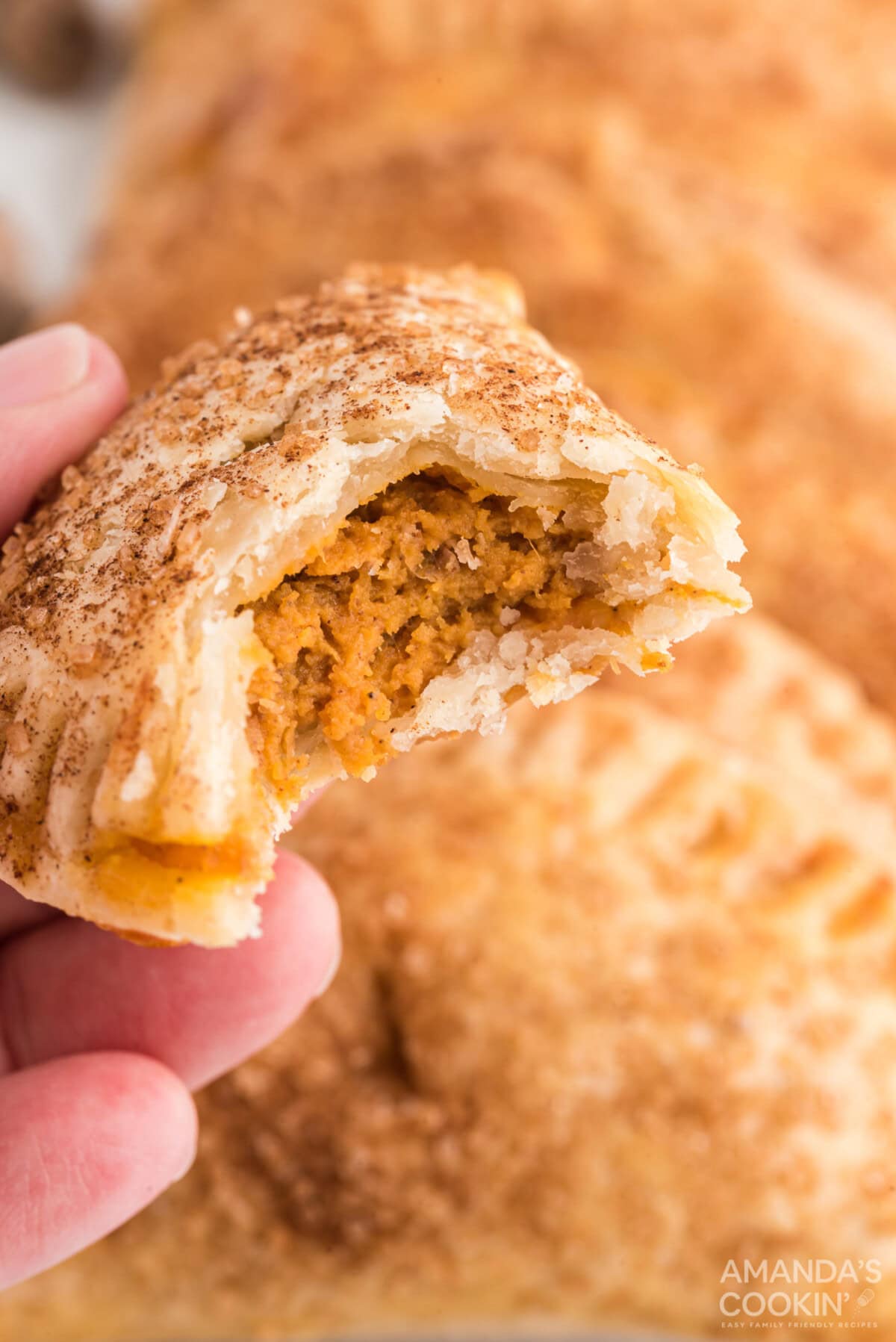 Pumpkin Hand Pie with a bite out of it