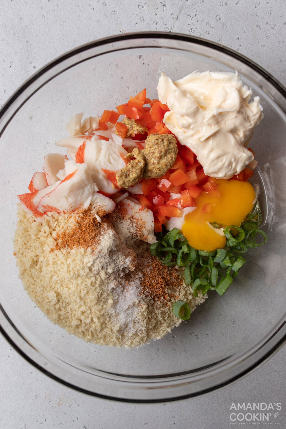 crab cake ingredients in a bowl