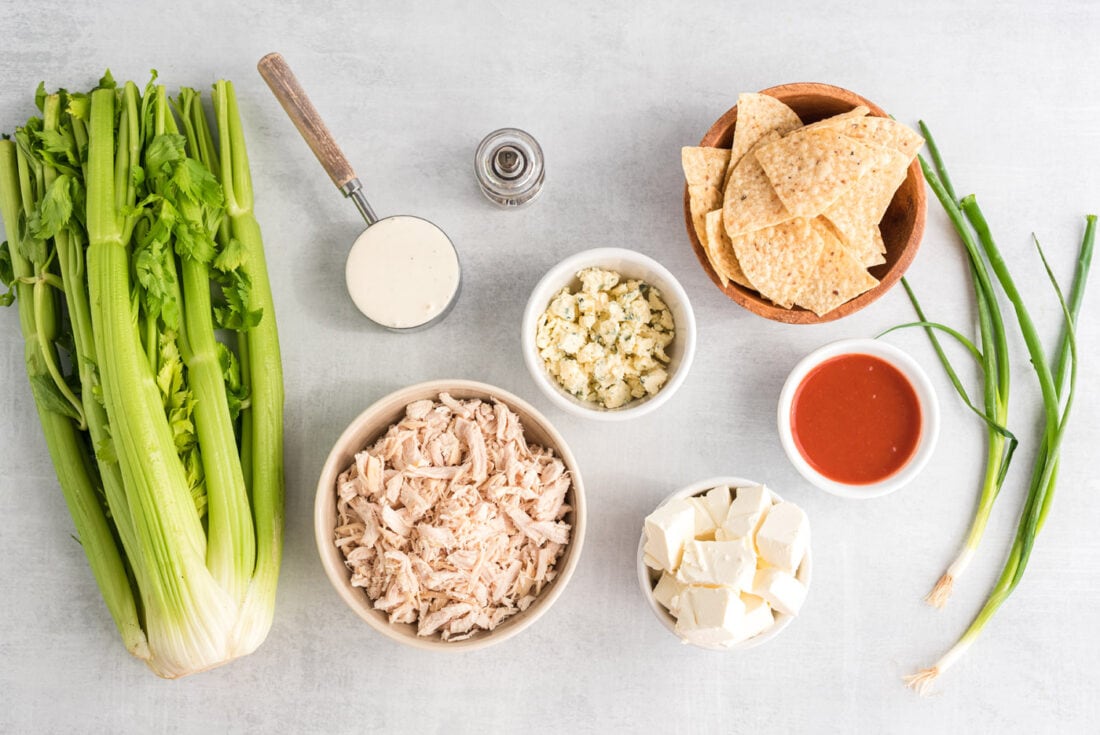 ingredients for Buffalo Chicken Dip