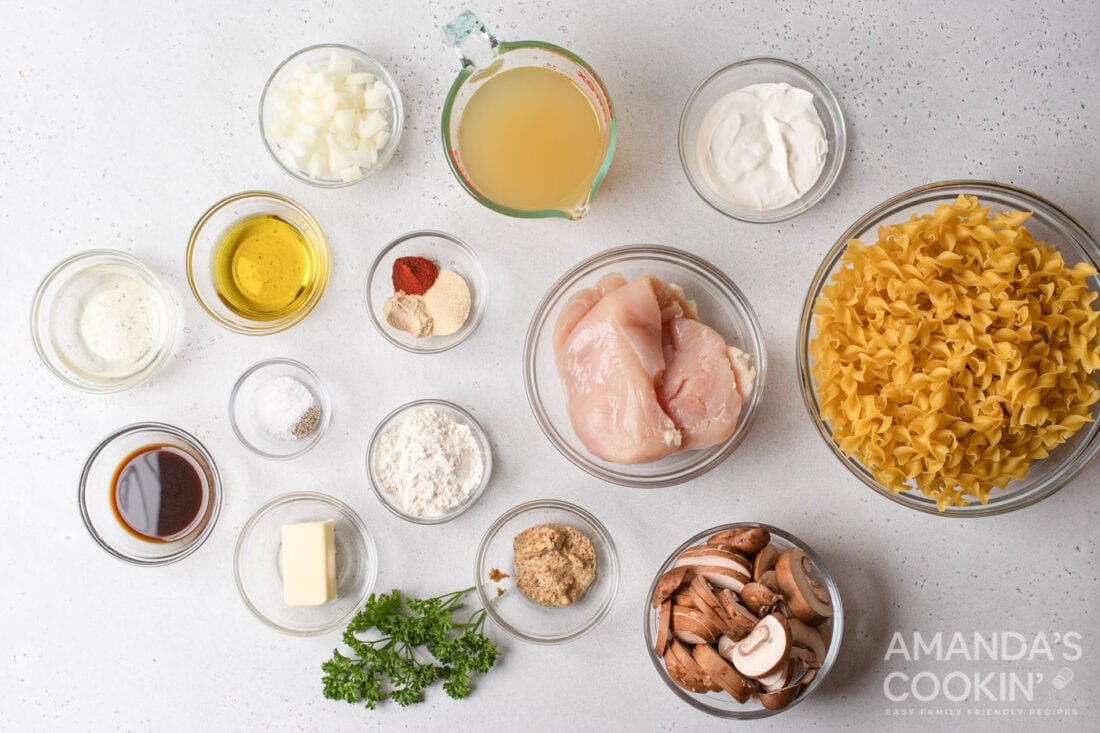 ingredients for Chicken Stroganoff