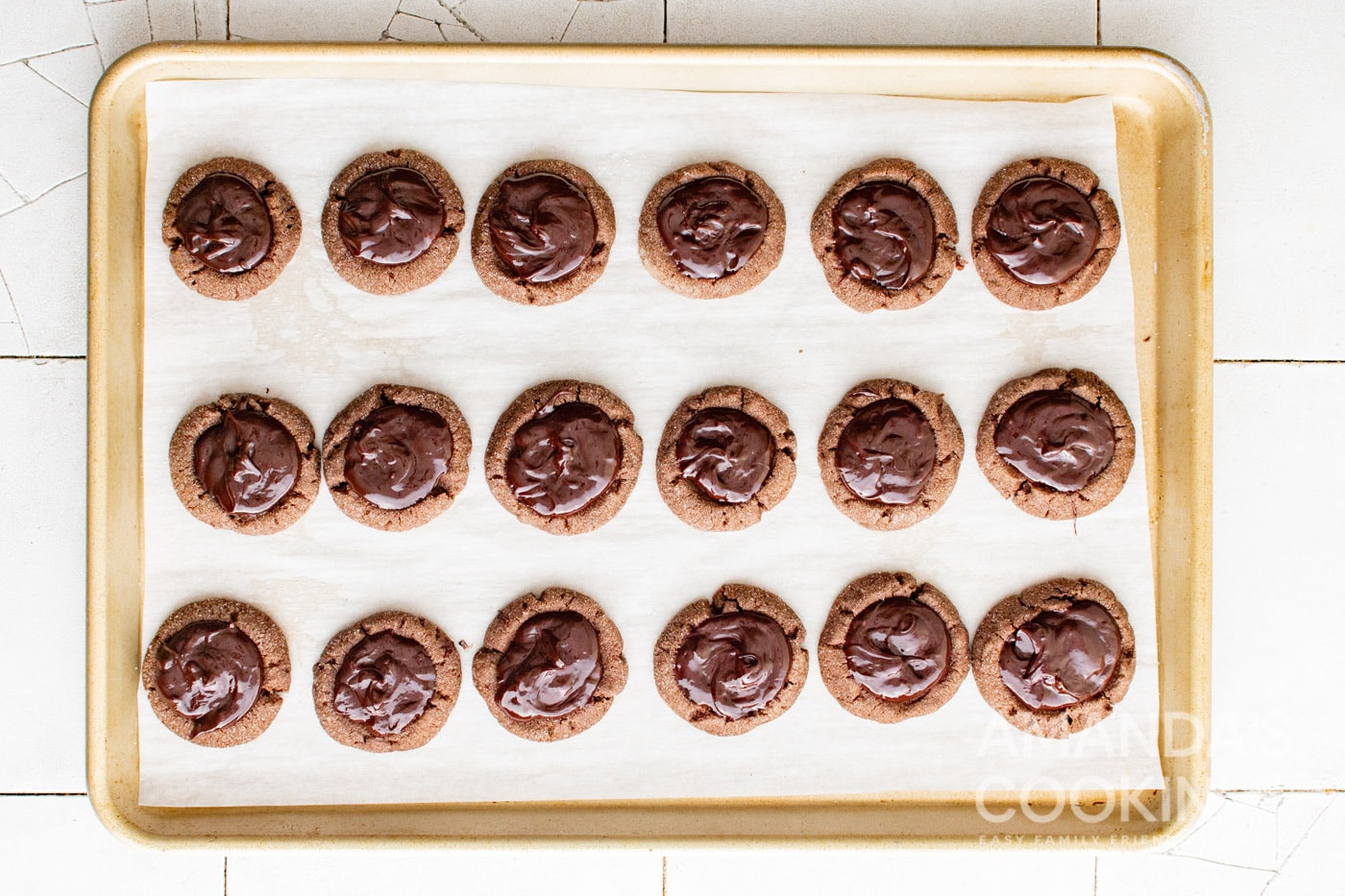 chocolate filled thumbprint cookies