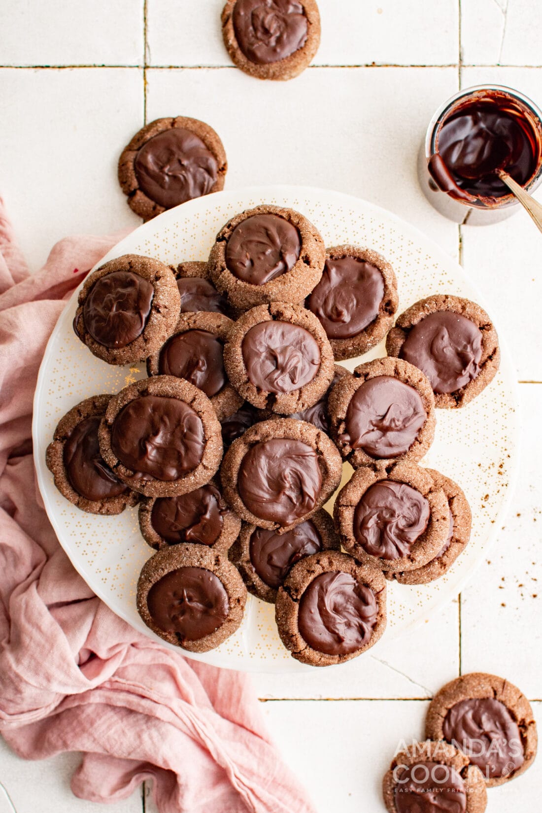 plate of Chocolate Thumbprint Cookies