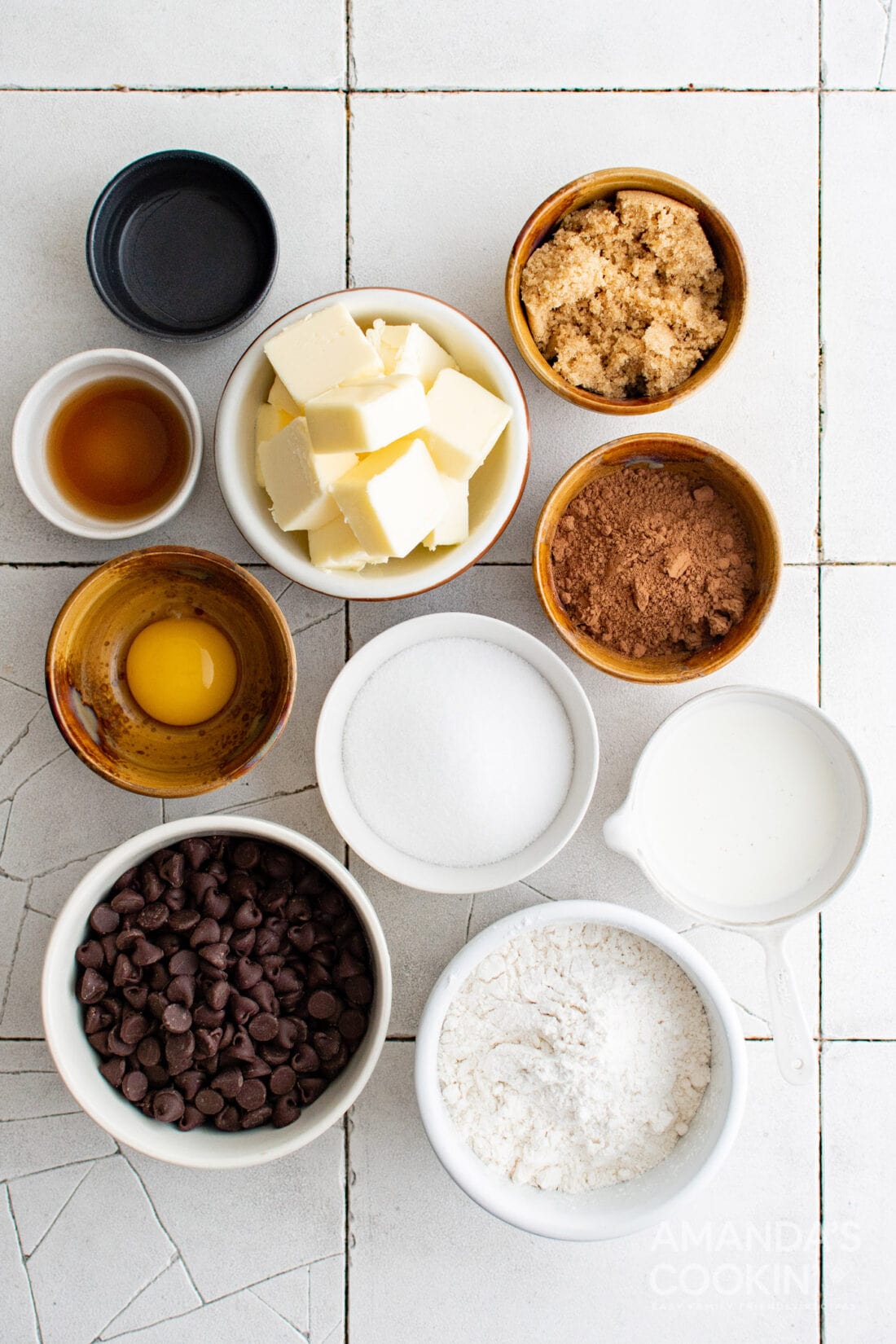 ingredients for Chocolate Thumbprint Cookies