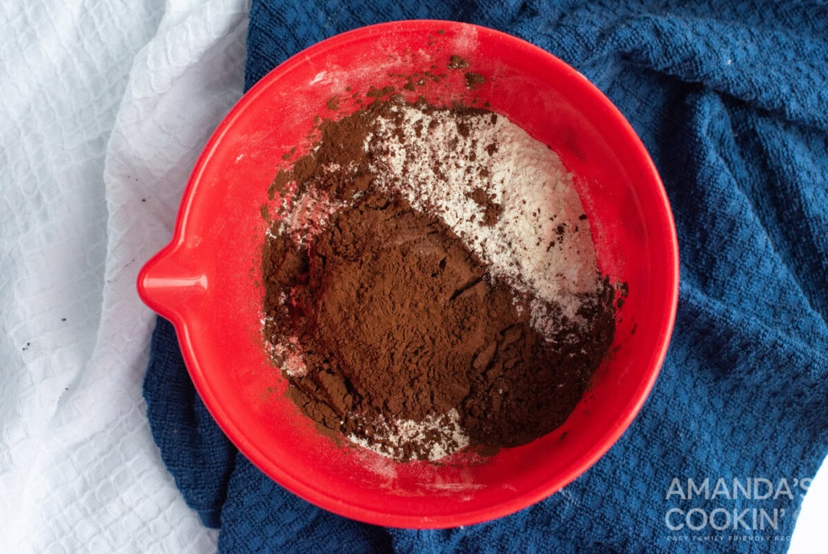 cocoa powder and flour in a bowl