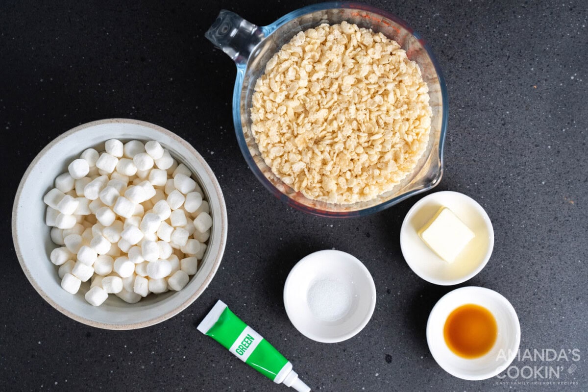 ingredients for Frankenstein Rice Krispie Treats