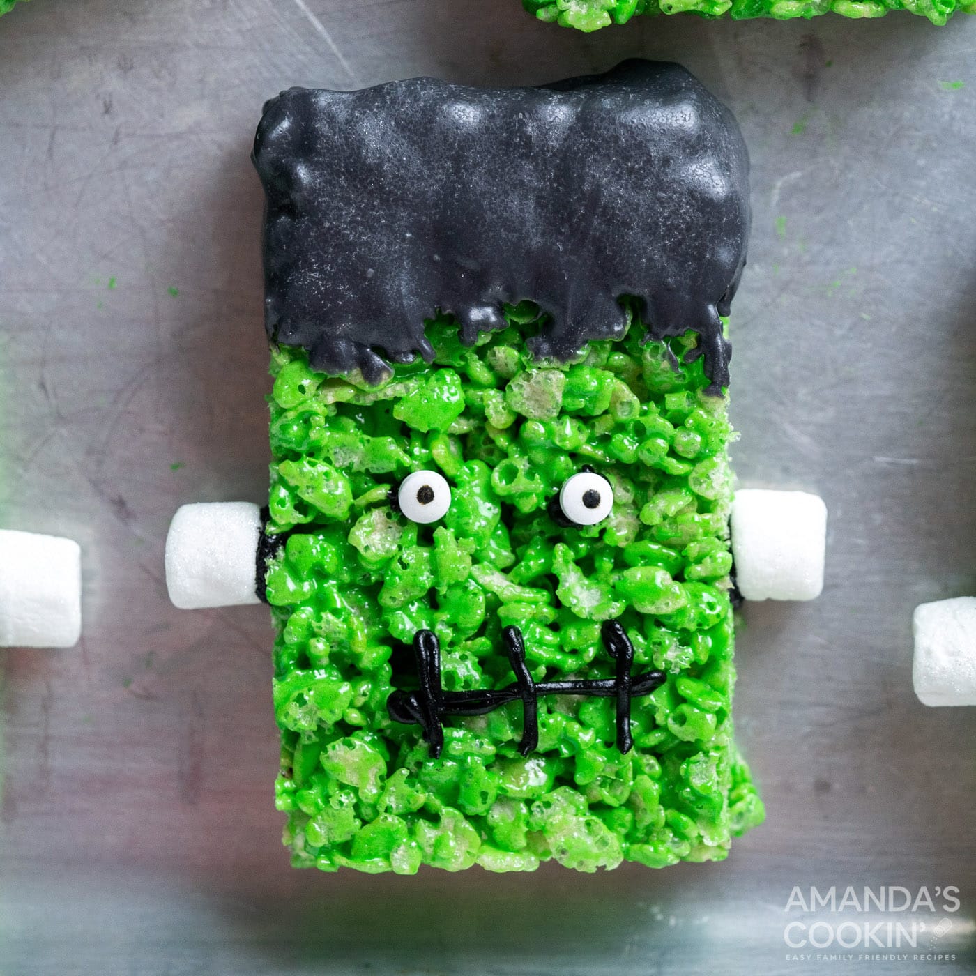 Frankenstein Rice Krispie Treats - Amanda's Cookin'