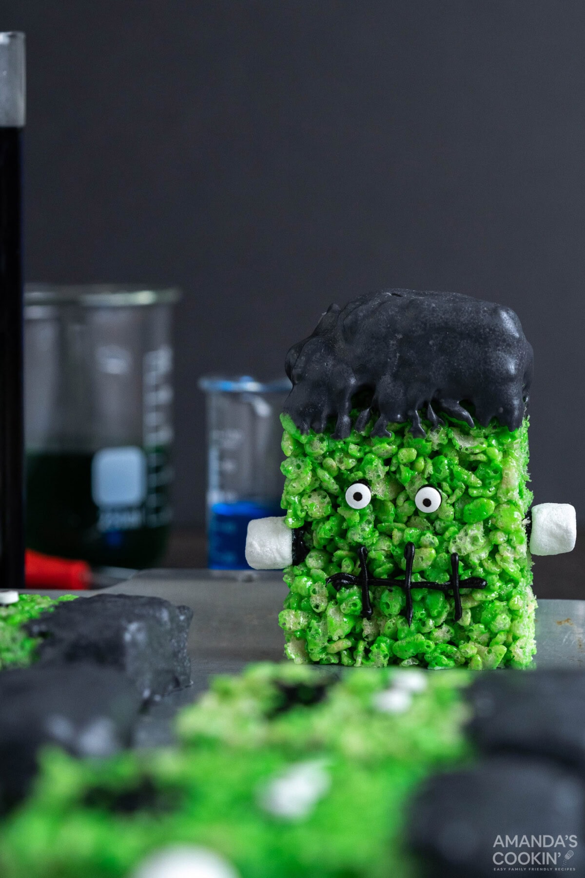 Frankenstein Rice Krispie Treat standing up