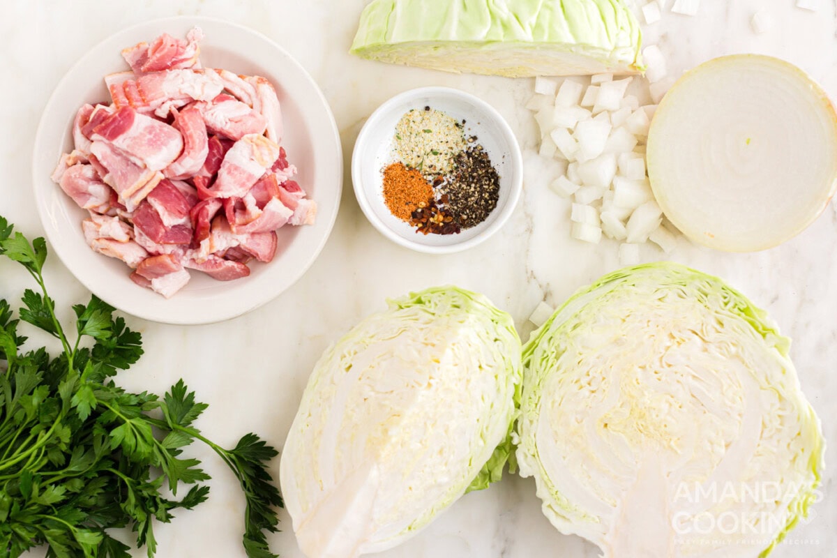 ingredients for Fried Cabbage