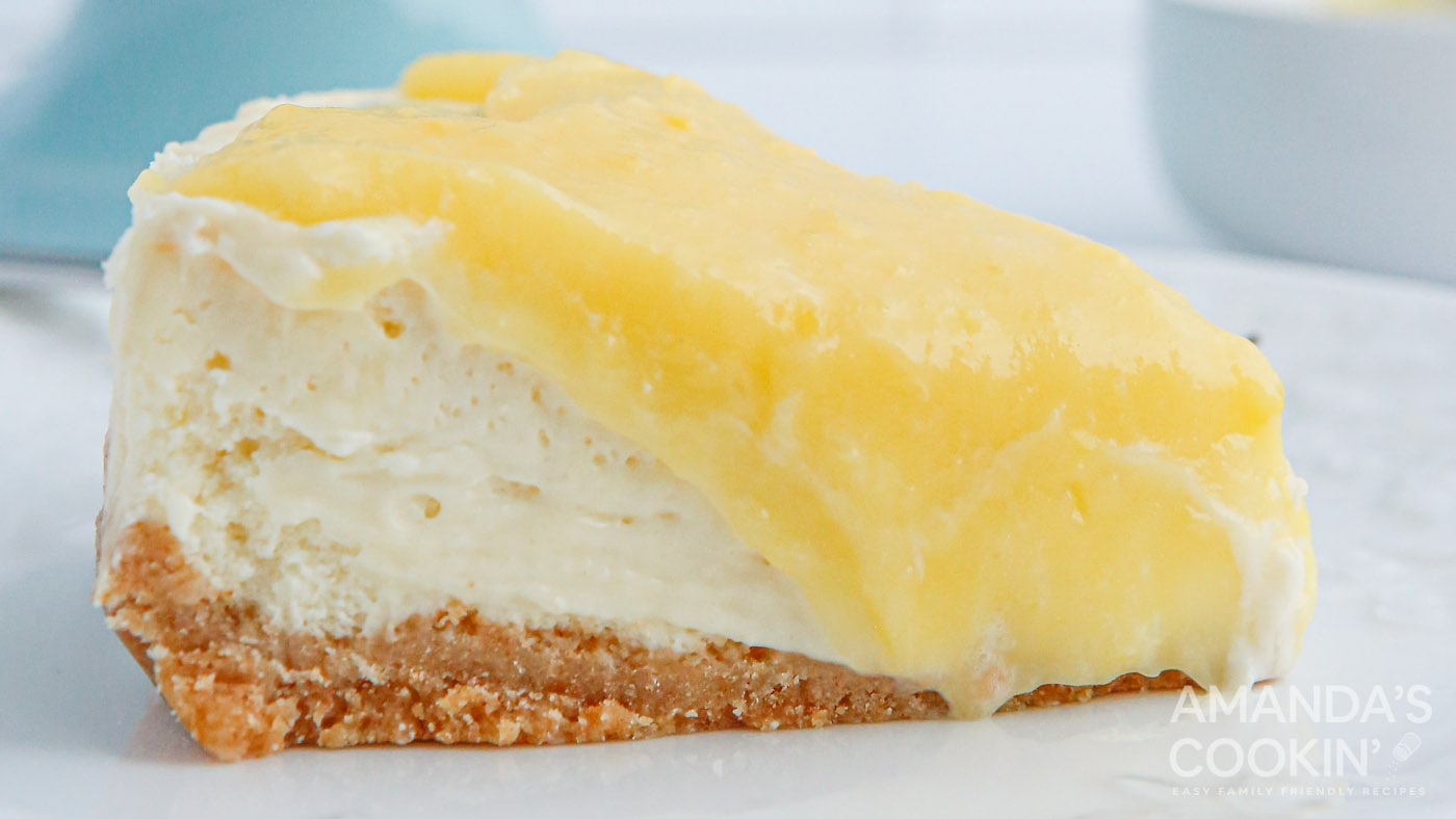 Instant pot lemon curd cheesecake has a rich and creamy filling flavored with lemon juice and zest t