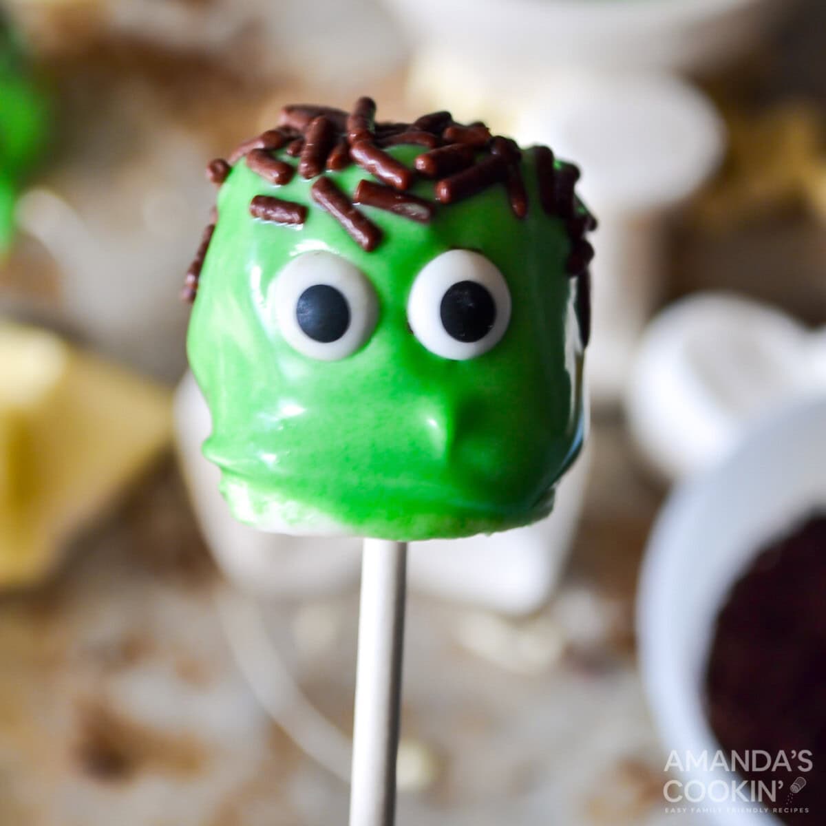frankenstein marshmallow pops