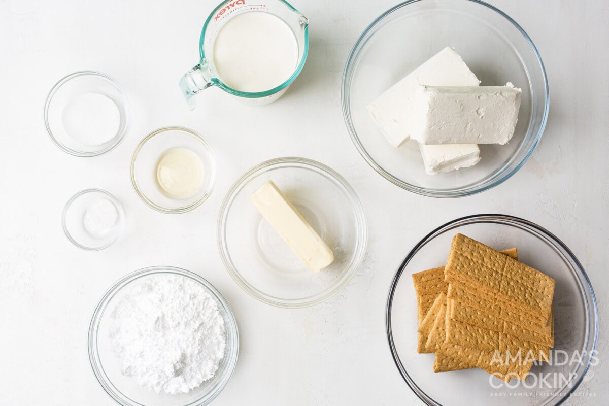 ingredients for No Bake Cheesecake Bars