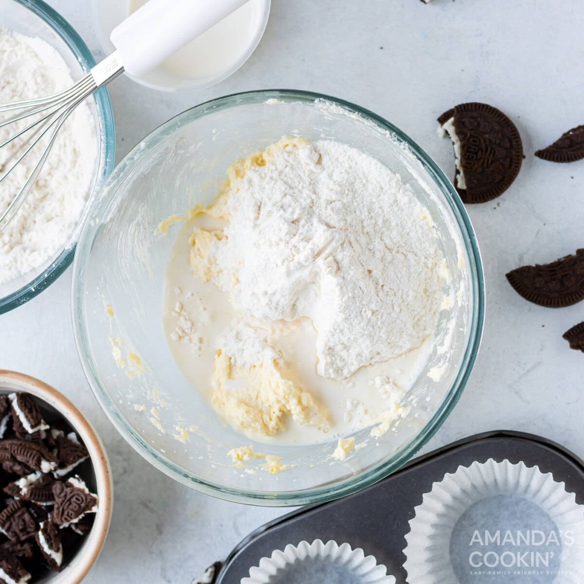 flour in cupcake batter