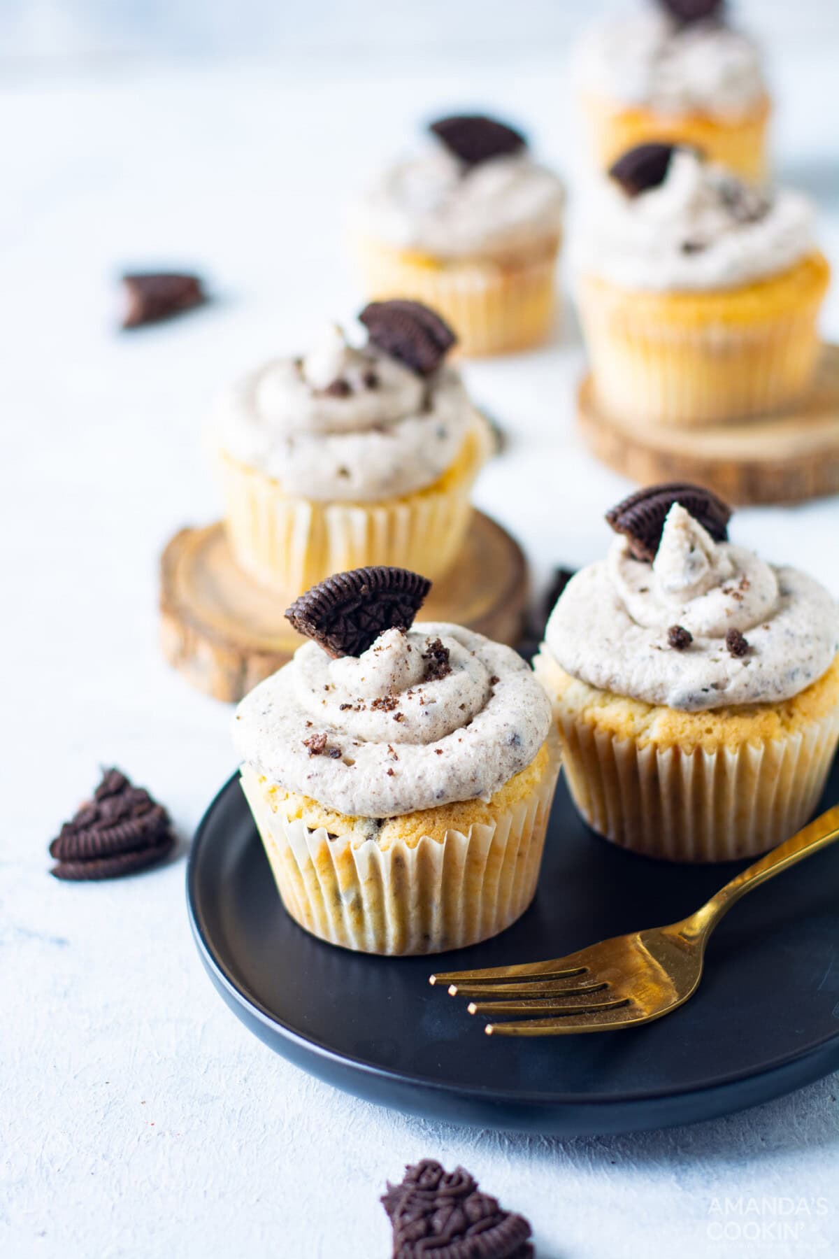 plate of Oreo Cupcakes