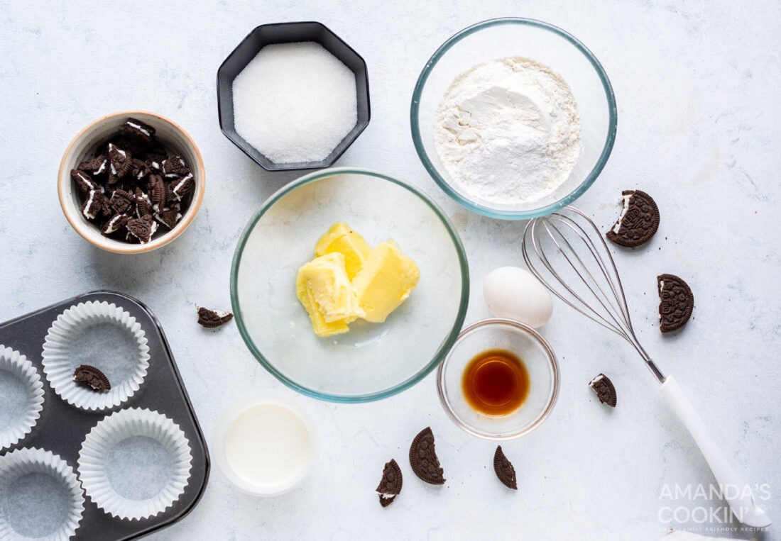 ingredients for Oreo Cupcakes