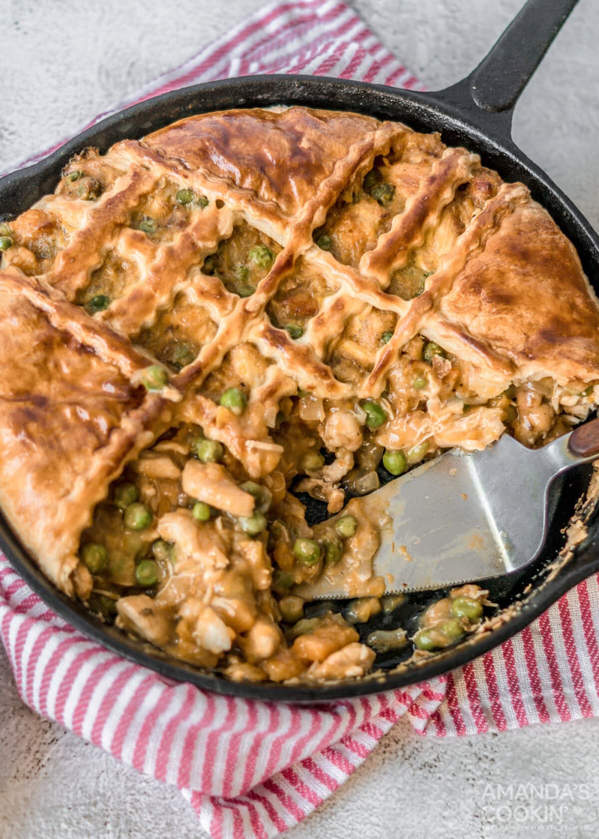 skillet of Pumpkin Chicken Pot Pie