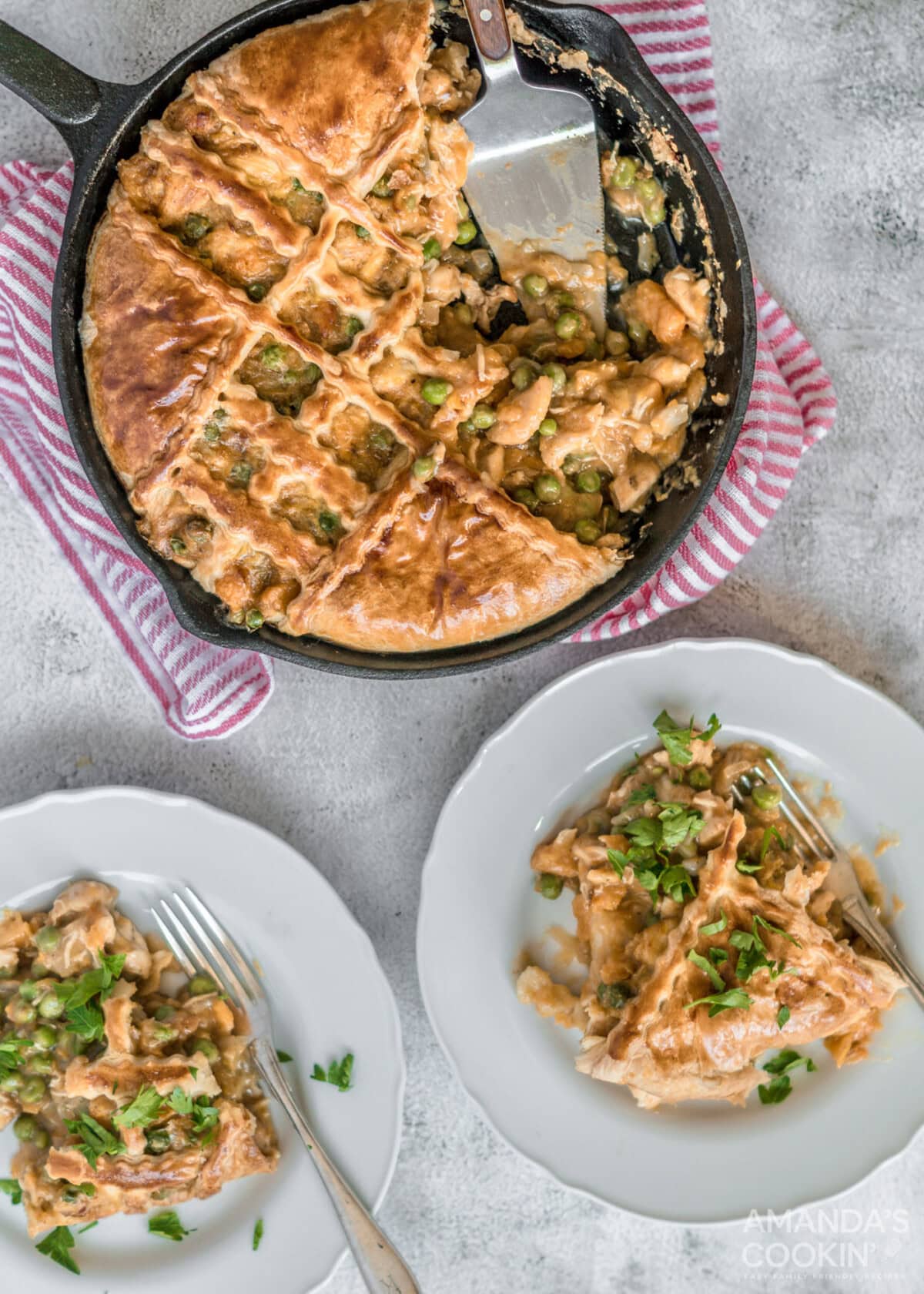plates of Pumpkin Chicken Pot Pie