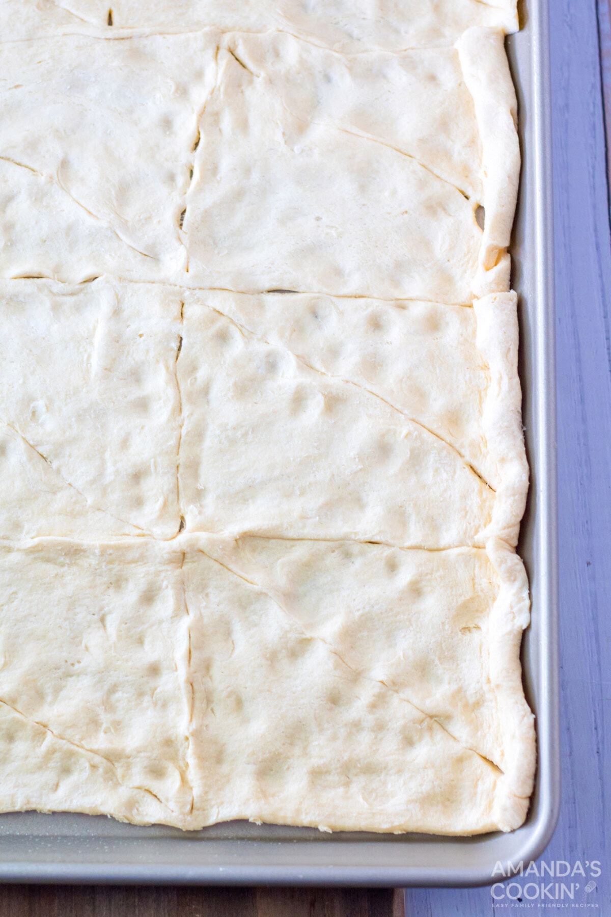 crescent dough on a sheet pan