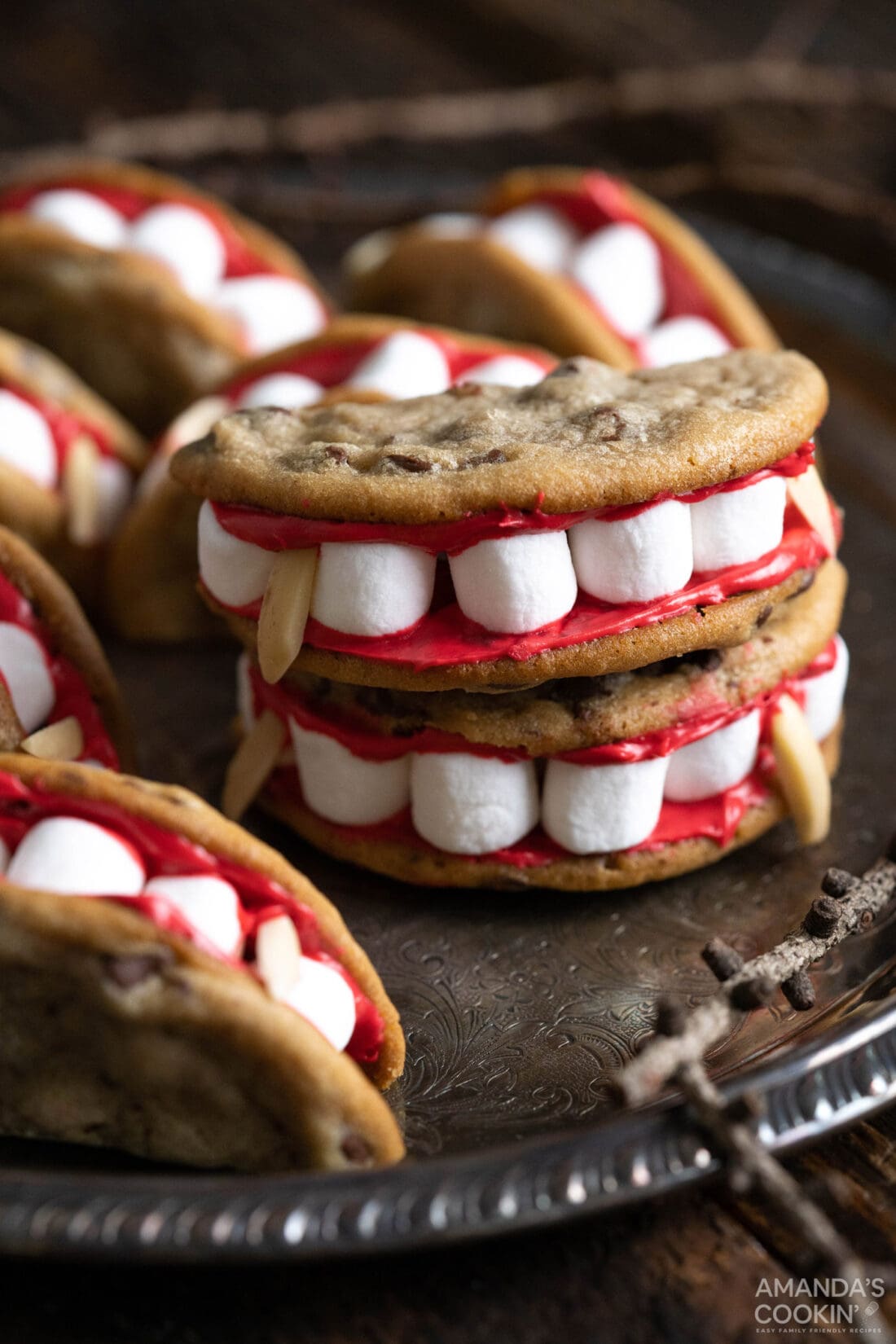 Vampire Sandwich Cookies on a plate