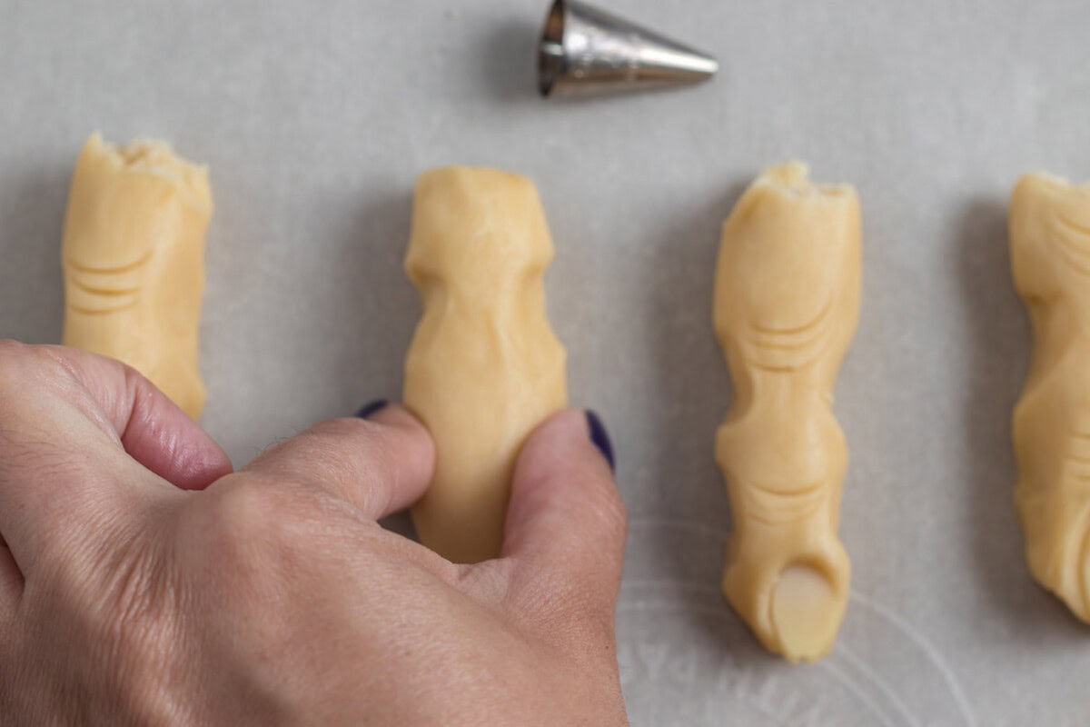 pinching cookie dough