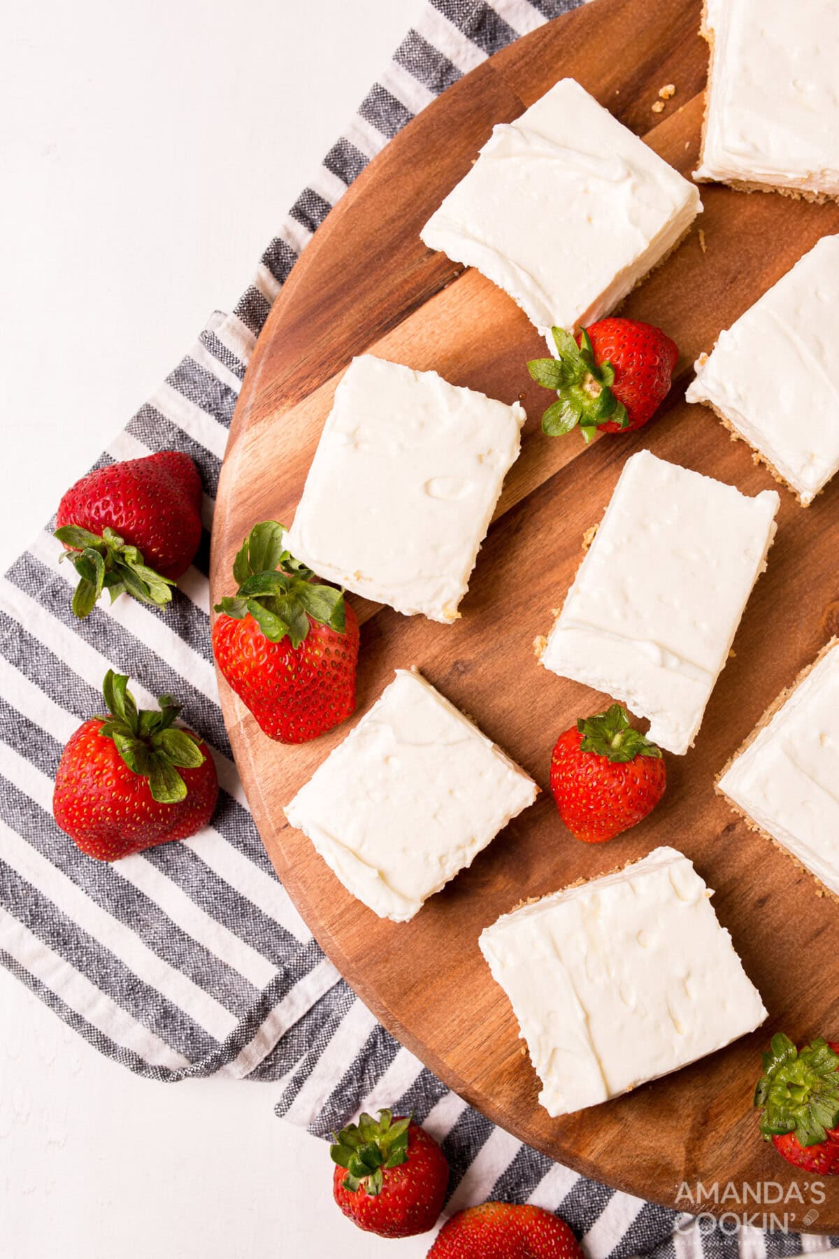 overhead view of No Bake Cheesecake Bars