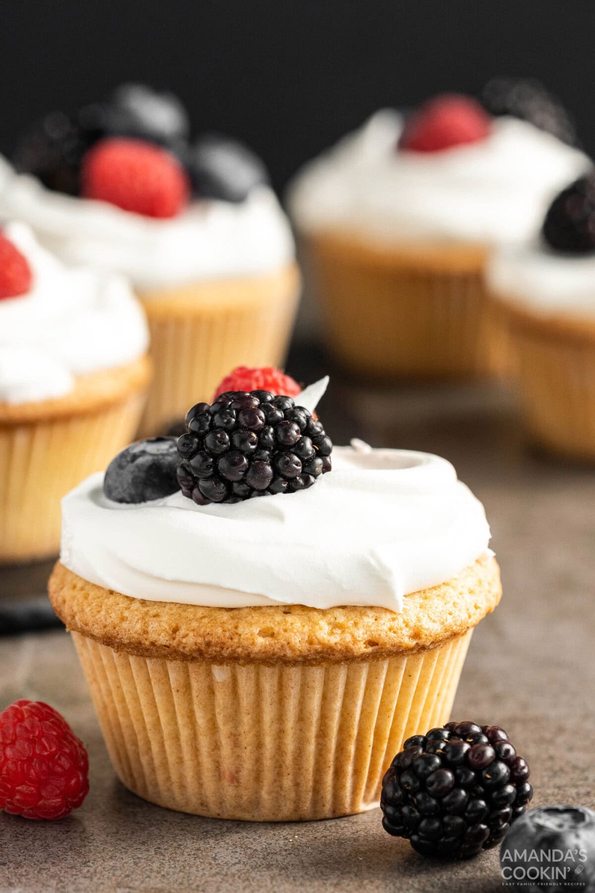 Pound Cake Cupcake with berry garnish