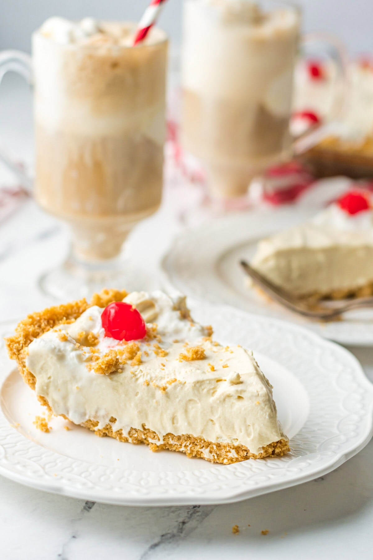 slice of Root Beer Float Pie on a plate