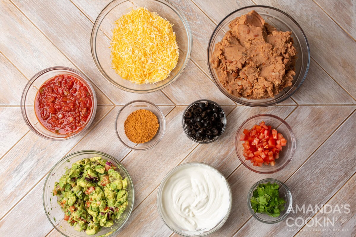 ingredients for 7 Layer Taco Dip