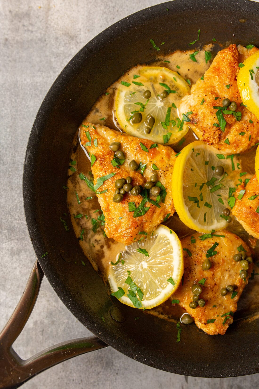pan of Chicken Piccata