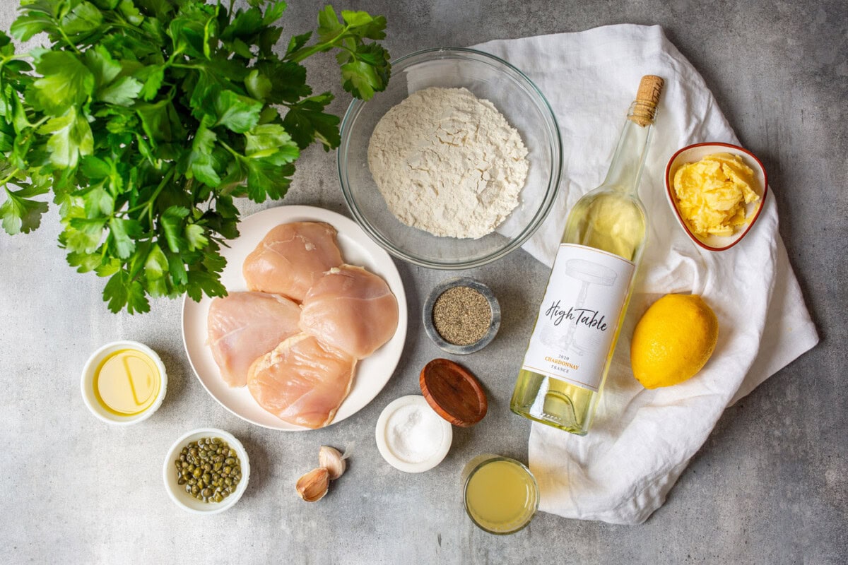 ingredients for Chicken Piccata