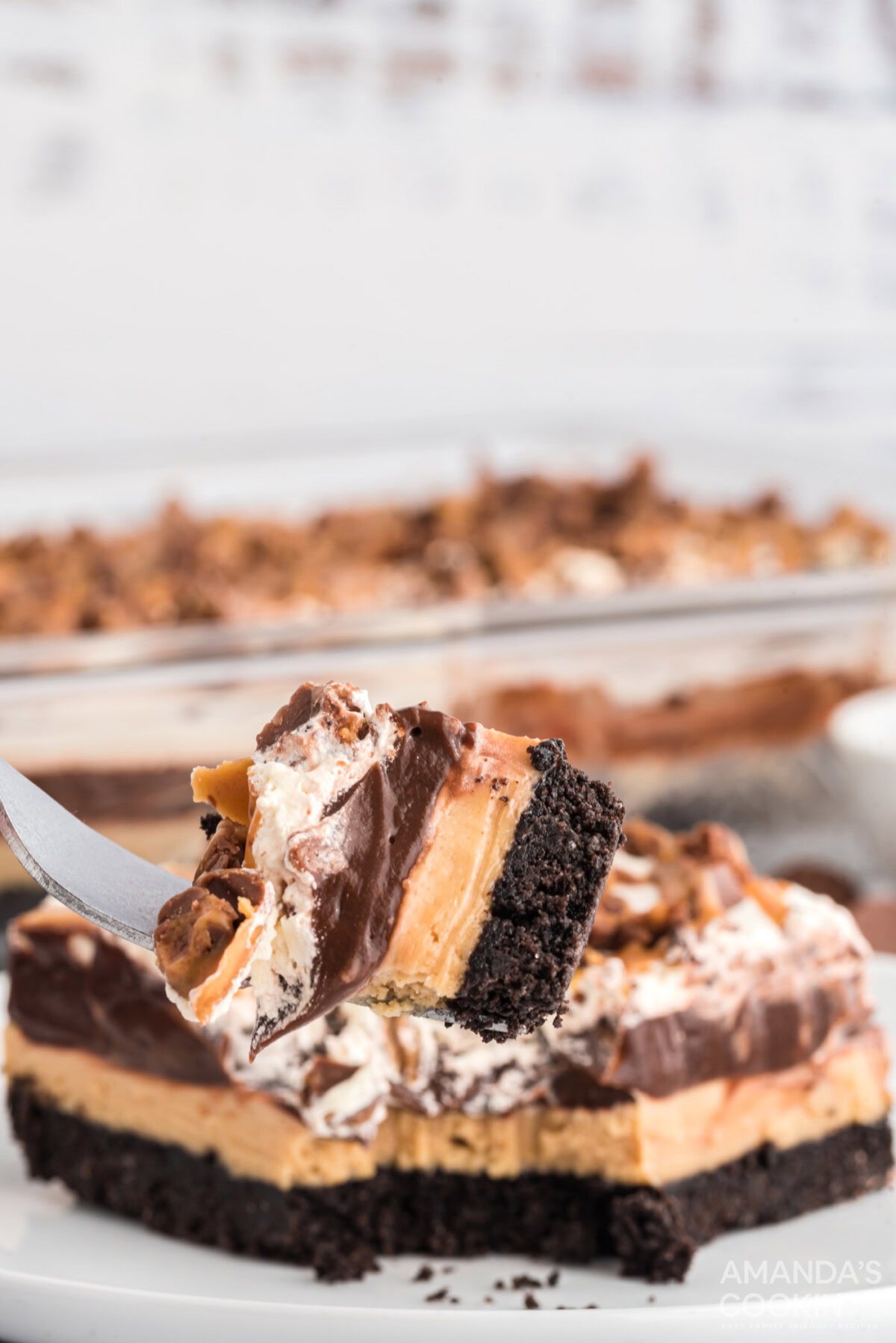 fork of Chocolate Peanut Butter Lasagna