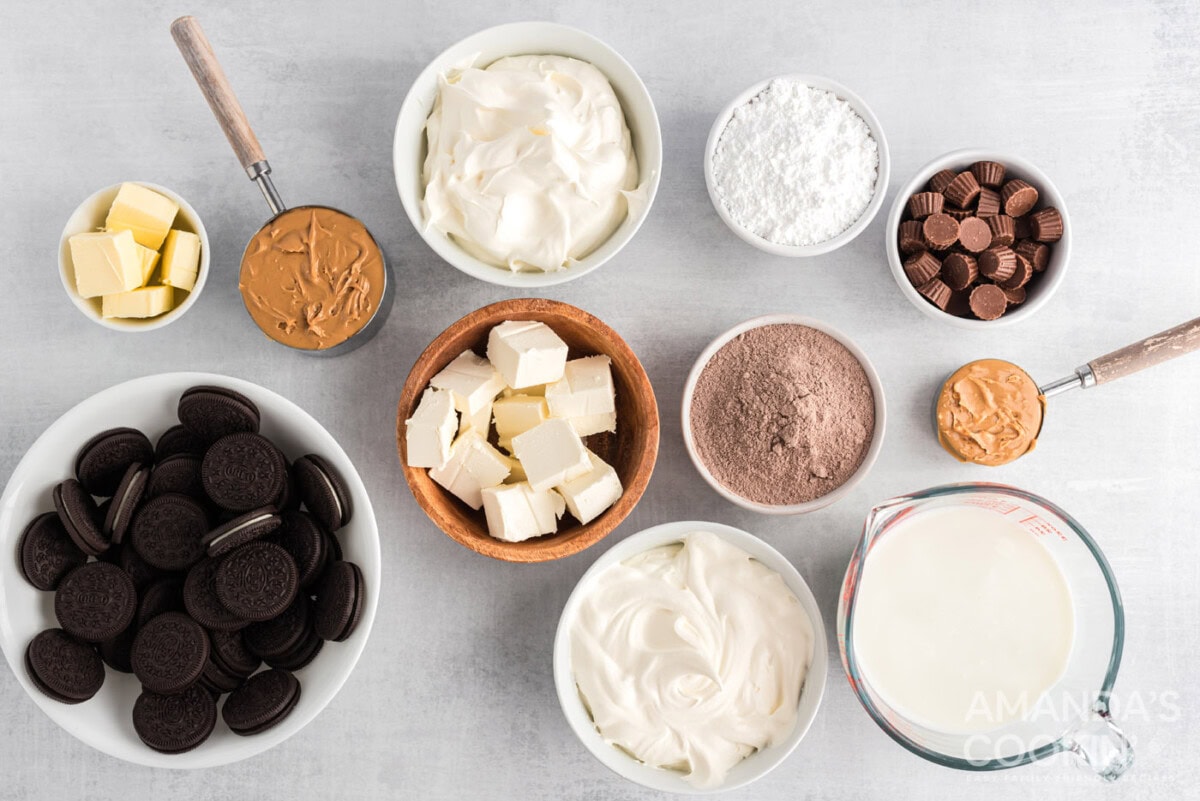 ingredients for Chocolate Peanut Butter Lasagna
