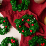 Cornflake Christmas Wreath Cookies with a red linen