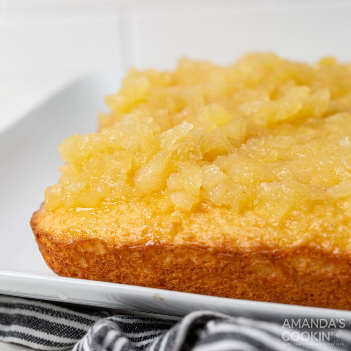 pineapple chunks on top of yellow cake
