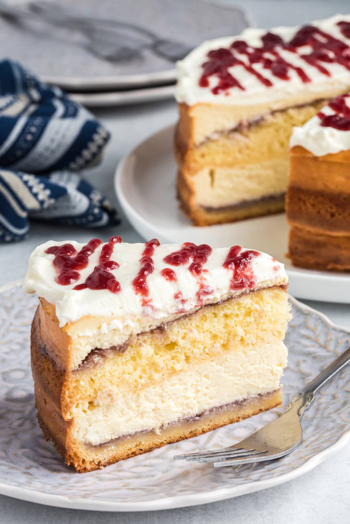 slice of English Trifle Cheesecake