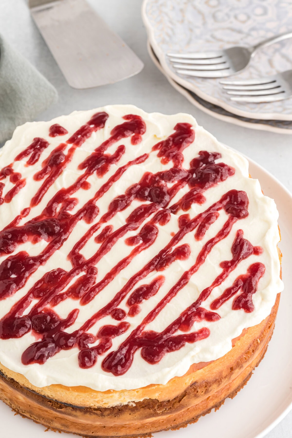 overhead view of English Trifle Cheesecake