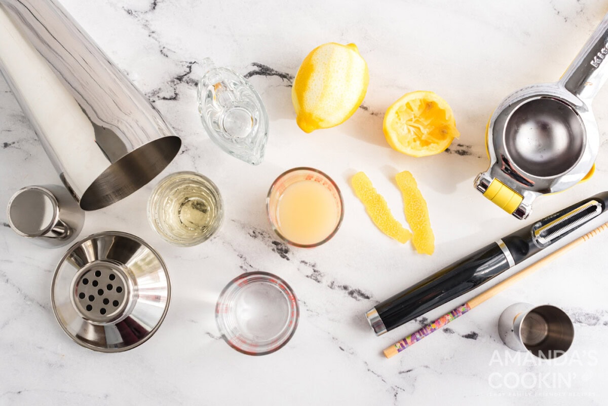 ingredients for lemon drop cocktail