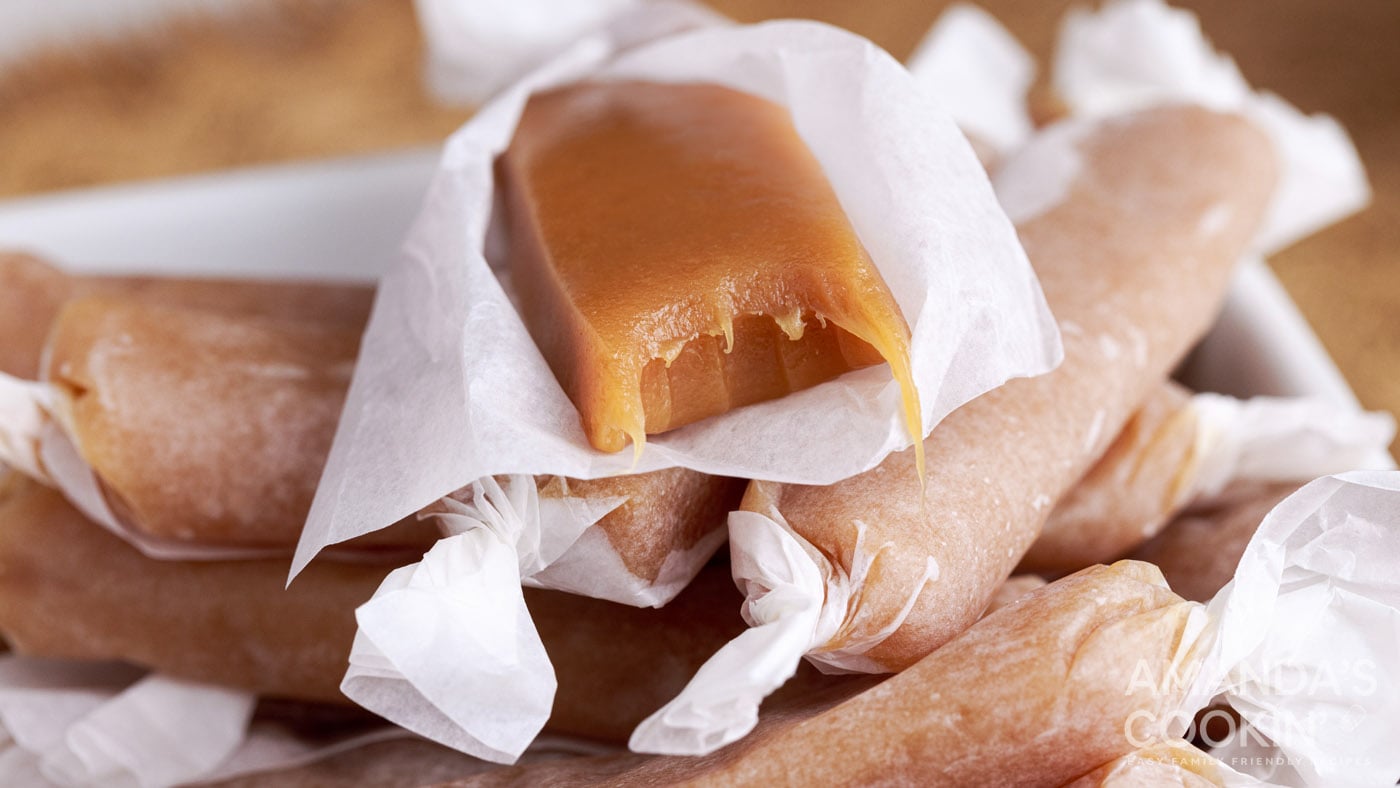 Soft caramels make sweet little treats perfect for gift giving during the holidays, or even to have 