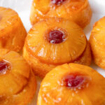 Mini Pineapple Upside Down Cakes on a plate