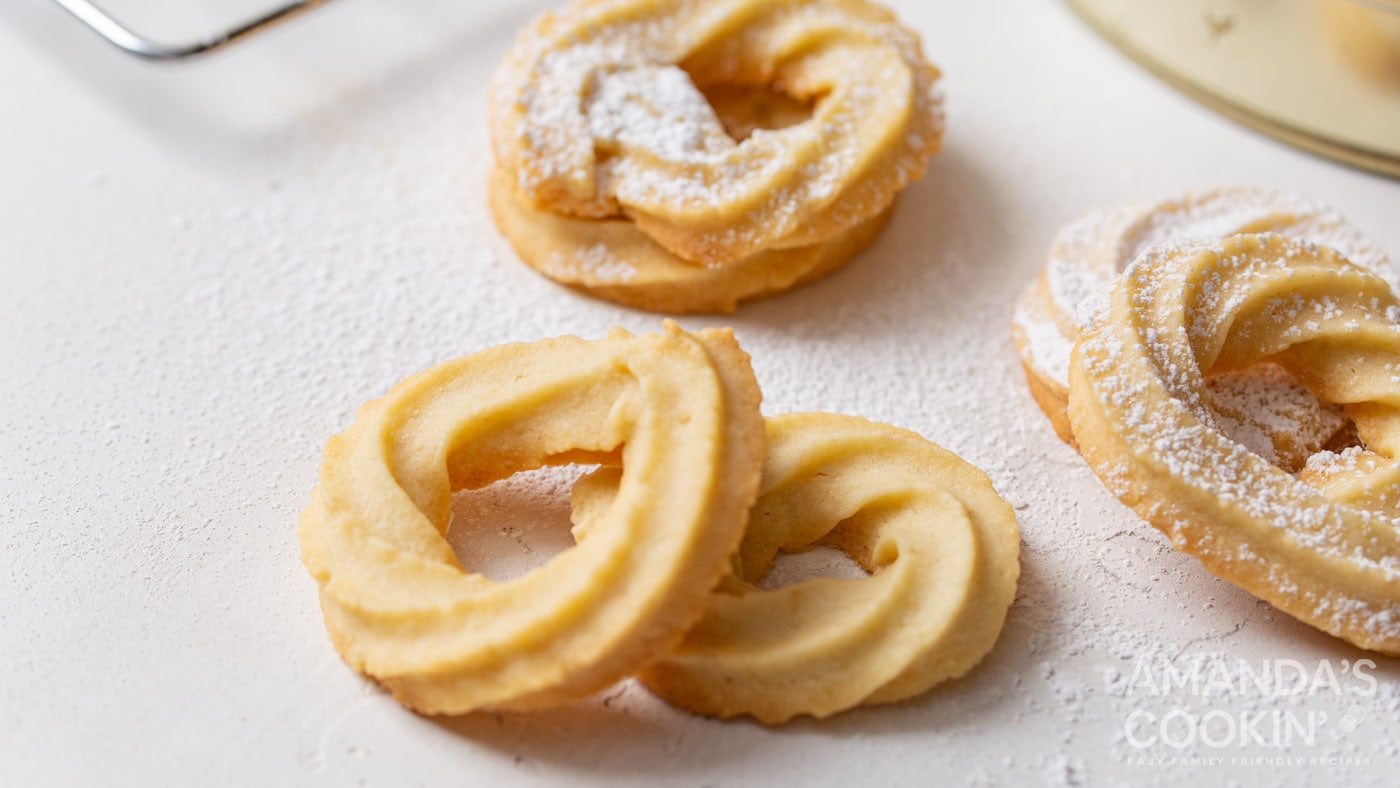 These Danish butter cookies are piped into swirls featuring rich buttery flavor with a soft texture 