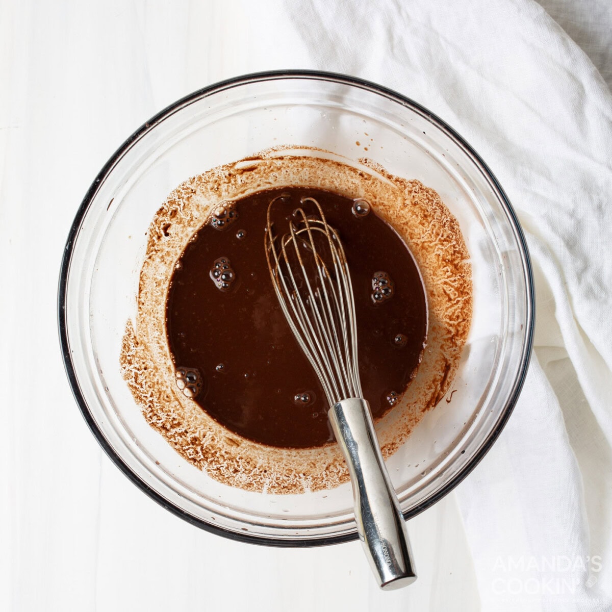 whisking melted chocolate