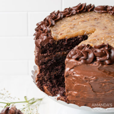 German Chocolate Cake with slice removed